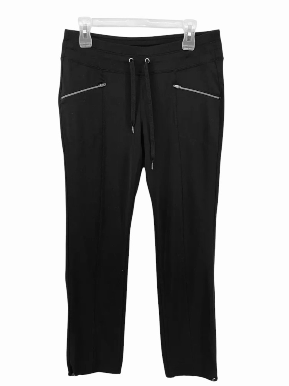 90 Degree By Reflex Black Cropped Drawstring Ankle Pants with Zip Details